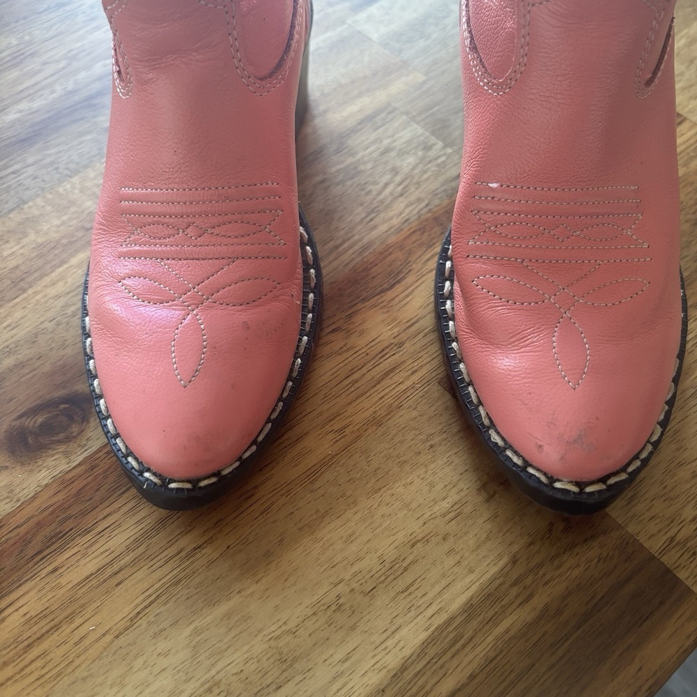 OLD WEST Pink Corona Leather Pull-On Cowboy Western Boots Toddler Girl Size 9.5D - Picture 7 of 16